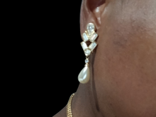 Load image into Gallery viewer, Vintage S.L.A SWAROVSKI genuine crystal and gold plated pearl clip on earrings Clip On Earrings
