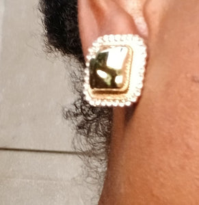 Acrylic and Crystal Stud Clip On Earrings