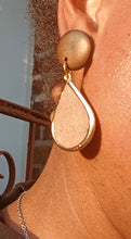Load image into Gallery viewer, Small Minimalist wood and metal  Clip on Earrings
