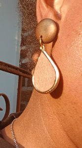 Small Minimalist wood and metal  Clip on Earrings