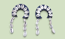 Load image into Gallery viewer, Handmade Abstract cowrie drop earrings
