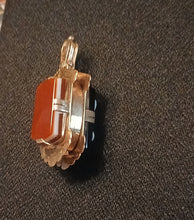 Load image into Gallery viewer, Victorian 10K Solid Rose Gold Decorated With Black Onyx and Carnelian Agate Pocket Watch Fob, Locket, Pendant. total weight 12 Grams
