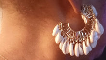 Load image into Gallery viewer, Handmade cowrie shell hoops
