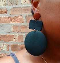 Load image into Gallery viewer, Large Handmade Geometric wood earrings
