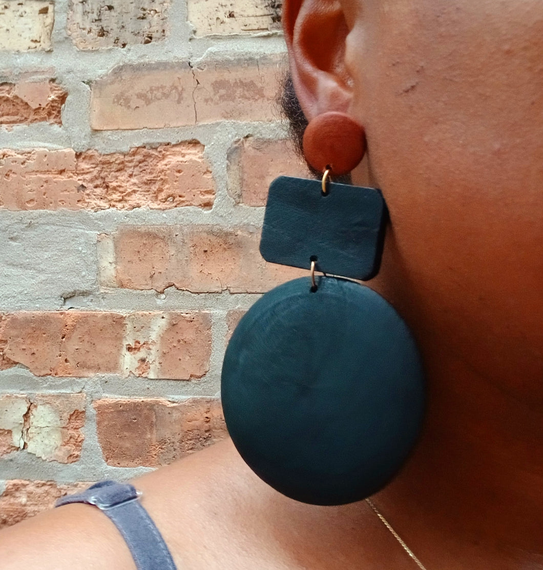 Large Handmade Geometric wood earrings