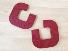 Load image into Gallery viewer, Minimalist Geometric wood clip on earrings
