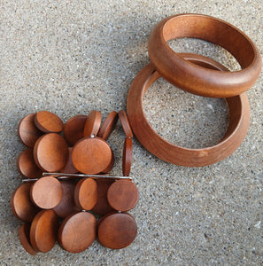 Abstract wooden cuff set of 3