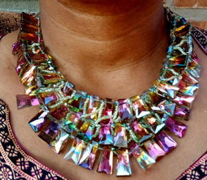 Rare Nakamol Swarovski glass Bib necklace. handmade one of a kind Very hard to find
