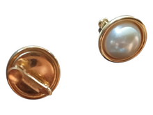 Load image into Gallery viewer, Vintage Monet pearl clip on studs
