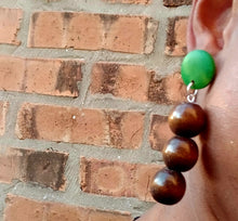 Load image into Gallery viewer, Natural wood bead dangle boho earrings
