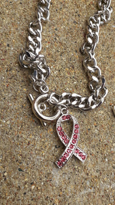 Breast Cancer Awareness "Pink Ribbon" Necklace Set