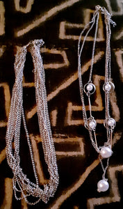 Pearl and Chains collar Necklace
