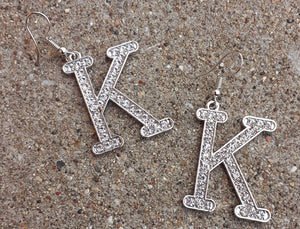 Rhinestone "K" Initial Earrings