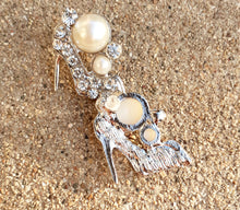 Load image into Gallery viewer, Rhinestone And Faux Pearl &quot;Heels&quot; Earrings
