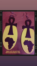 Load and play video in Gallery viewer, Wooden Ankh &amp; Africa  Earrings
